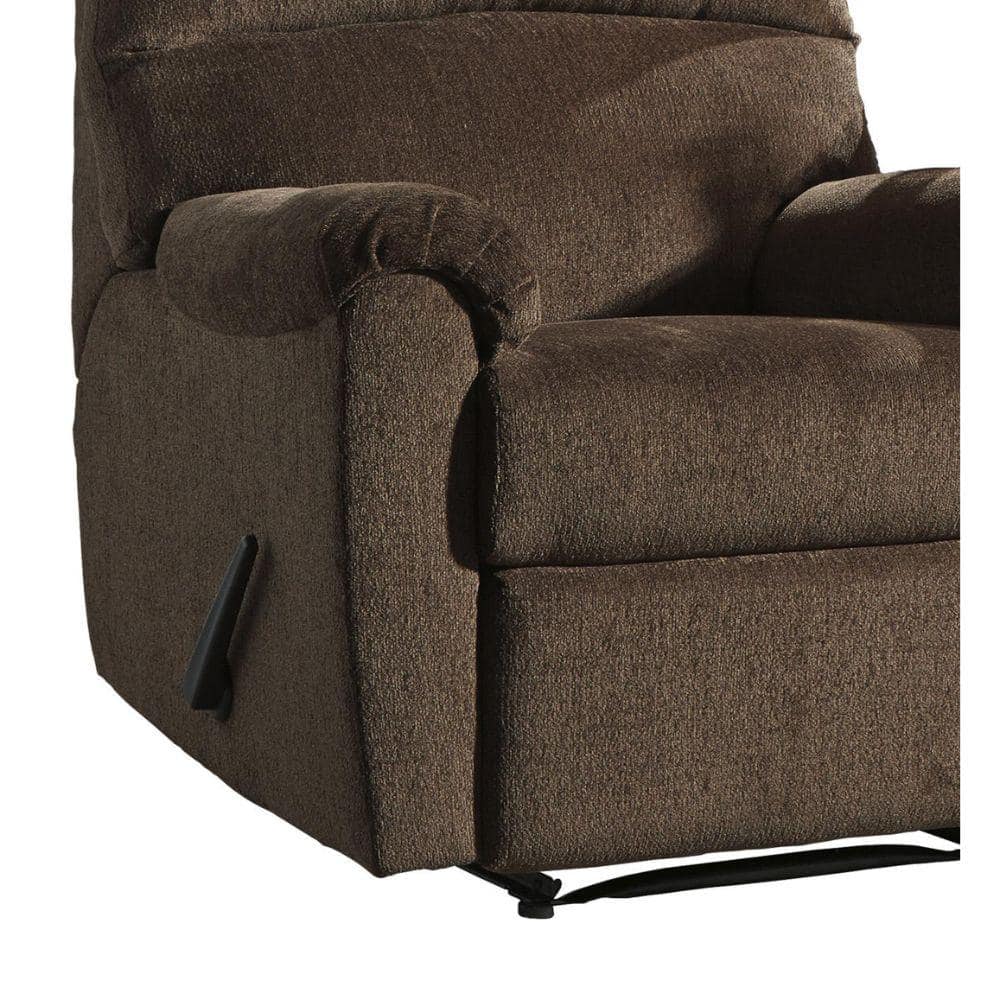 Sturdy Polyester Brown Zero Wall Recliner with Pillow Top Armrests