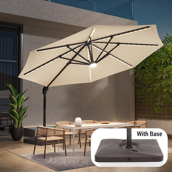 11 ft round many spokes patio umbrella Safavieh Venice 11' Round Crank Umbrella, White/Black