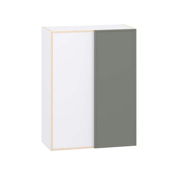 Fairview 30 in. W x 14 in. D x 40 in. H Slim Shaker Assembled Wall Blindcorner Left Kitchen Cabinet in Moss Green