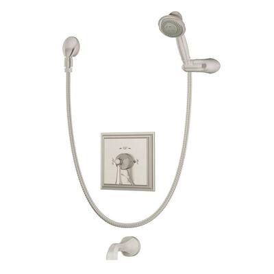 Symmons Canterbury Single Handle 1-Spray Tub and Shower Faucet in Satin Nickel (Valve Included)