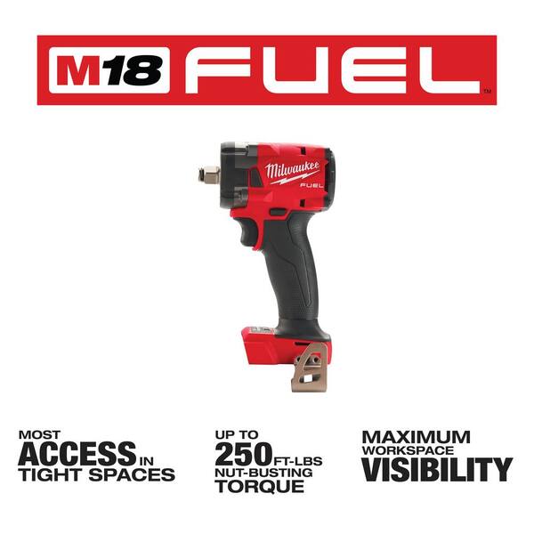 Milwaukee - M18 FUEL 18V Lithium-Ion Brushless 1 in. Cordless SDS-Plus Rotary Hammer Kit with 1/2 in. Compact Impact Wrench