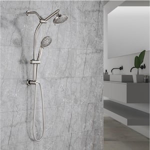 9-Spray Dual 5.5 in. Wall Mount Shower Head and Handheld Shower Head 2.2 GPM in Brushed Nickel
