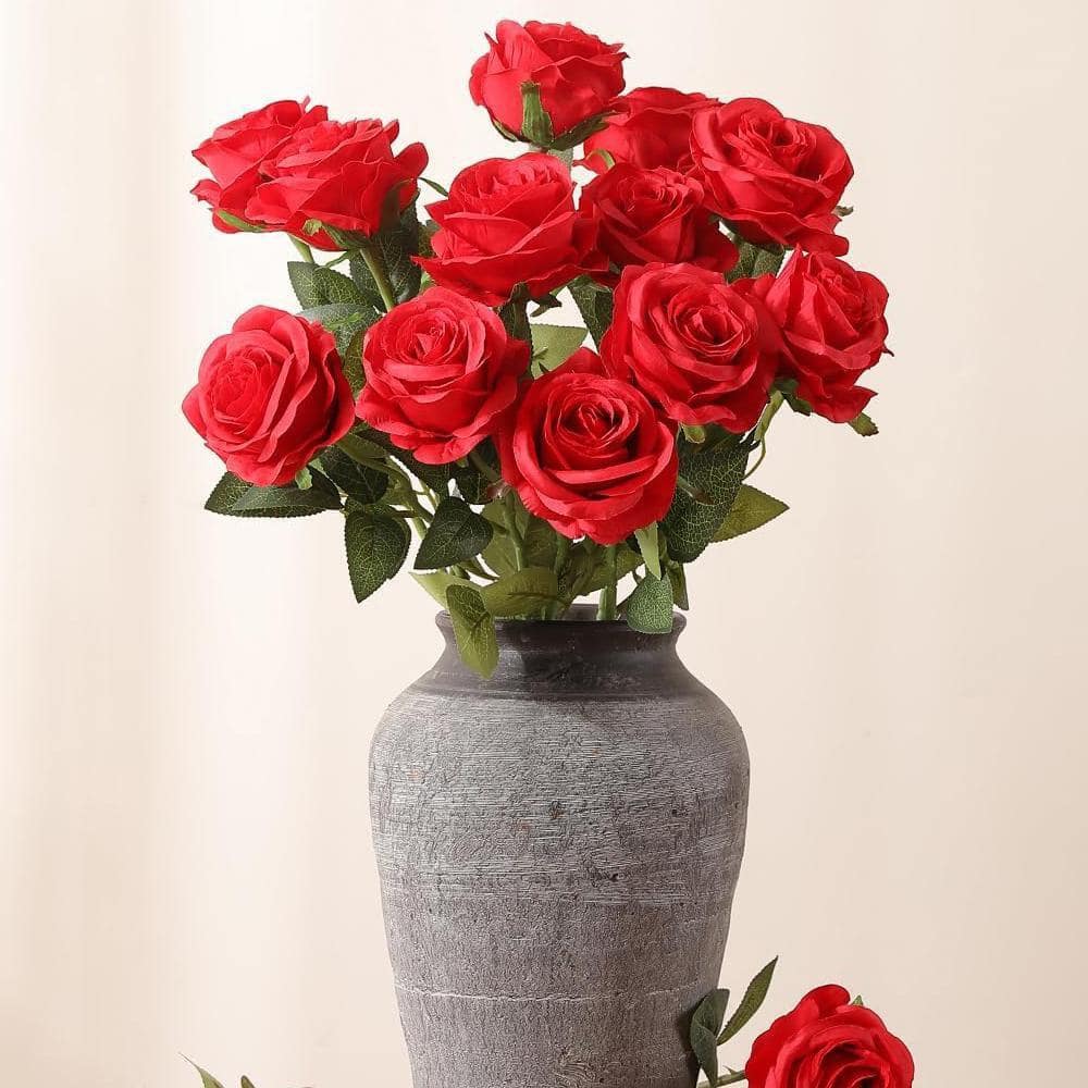 19.6 in. Red Indoor Artificial Rose Flower(Set of 10) Z01MSRLY4V
