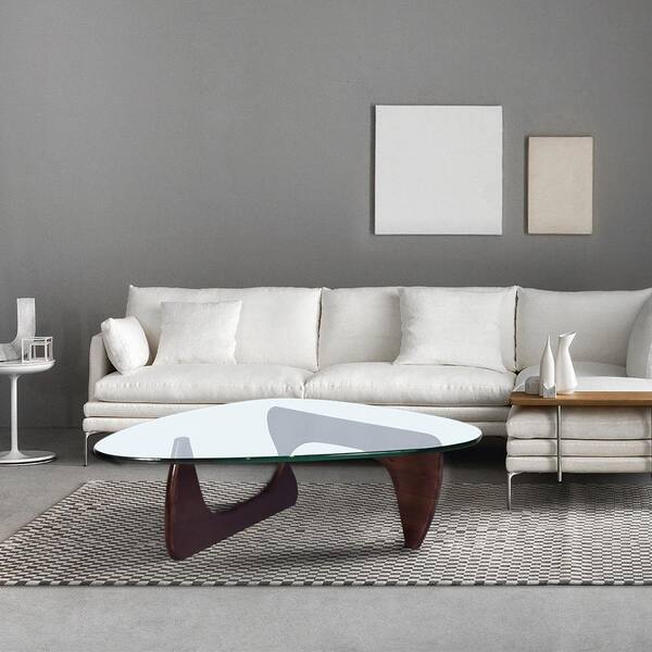 Z-joyee 50 in. Drak Brown Triangle Glass Top Coffee Table Z-joyee 50 in. Drak Brown Triangle Glass Top Coffee Table