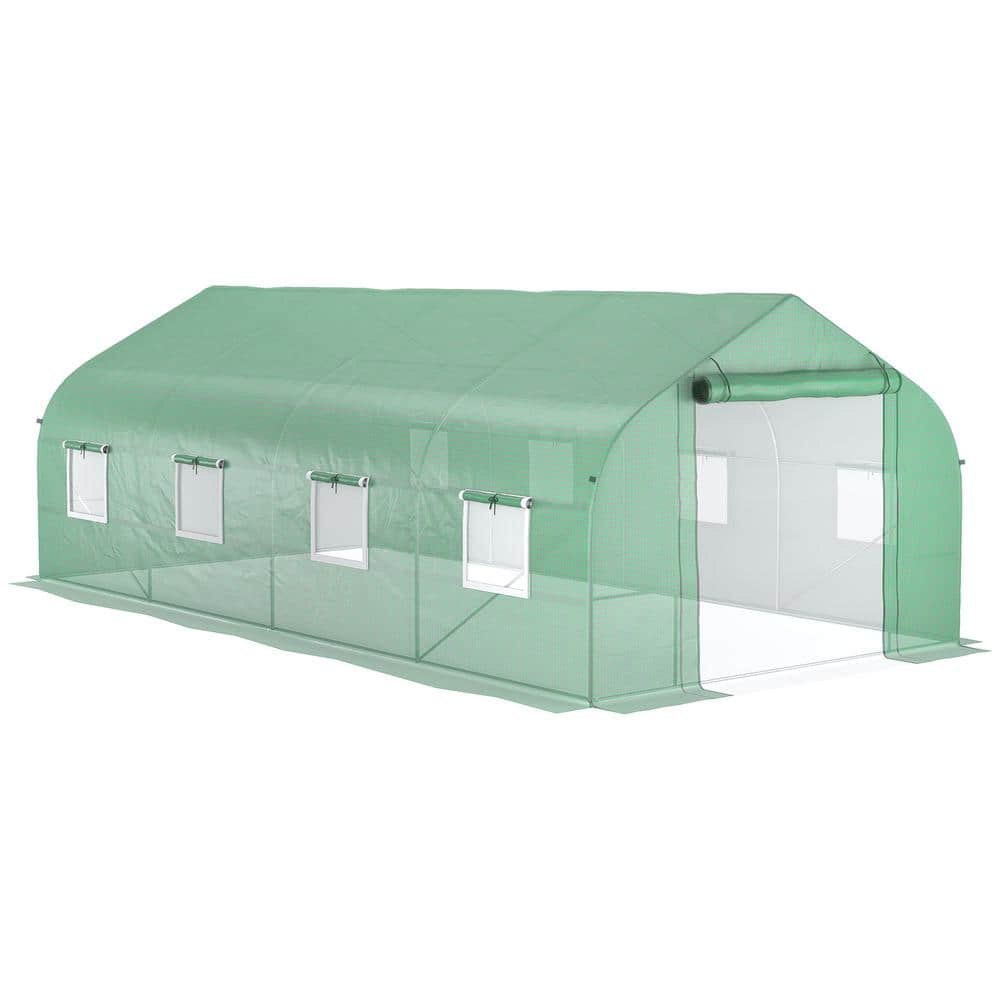 20 ft. x 10 ft. x 7 ft. Walk-in Tunnel Hoop Greenhouse with Mesh Door, 8 Wi
