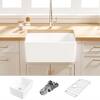 Eridanus Denbigh Crisp White Ceramic 24 in. Single Bowl Farmhouse Apron Kitchen Sink with Bottom Grid and Basket Strainer ERI-FS-102T