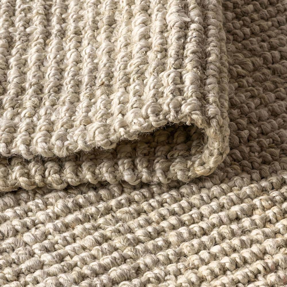 Ivory Braided Jute Handmade Reversible Rectangular Rug