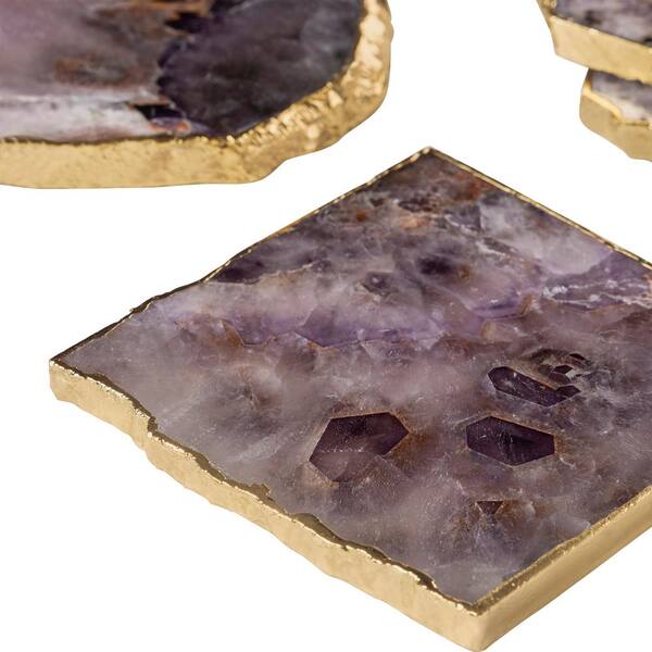 GAURI KOHLI Dazzle 4 Piece Purple Amethyst Coasters GK51135 The