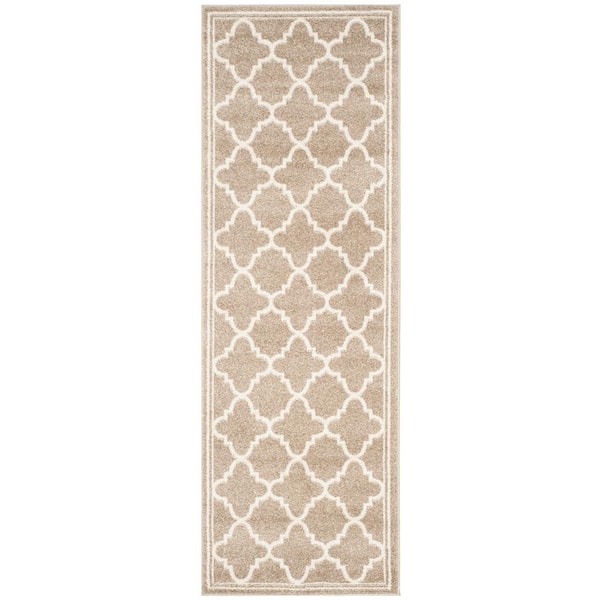 SAFAVIEH Amherst Wheat/Beige 2 ft. x 13 ft. Border Multi-Trellis Runner Rug