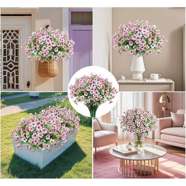 13.8 in. Pink Indoor/Outdoor Artificial Daisy Flowers Fake Silk