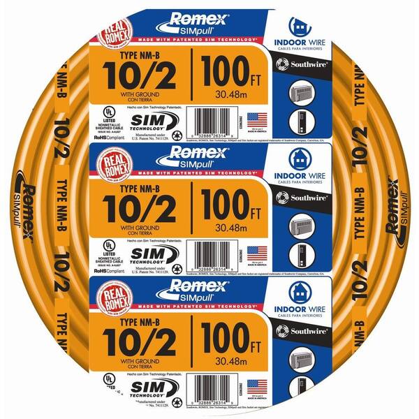 ALL LENGHTS AVAILABLE 10/2 W/GRD 30' FT ROMEX INDOOR ELECTRICAL WIRE