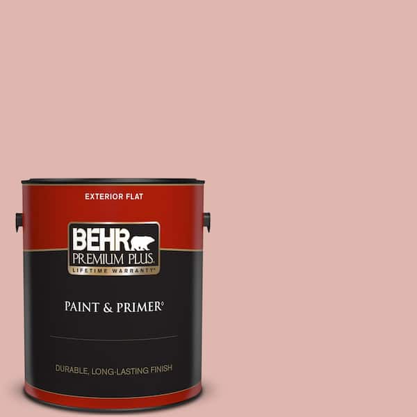 BEHR PREMIUM PLUS 1 gal. #S160-2 Pink Quartz Flat Exterior Paint & Primer
