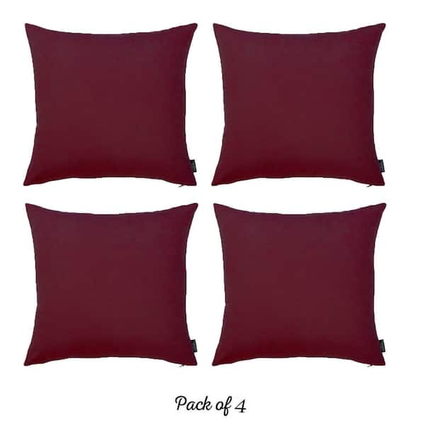 MIKE & Co. NEW YORK Honey Decorative Throw Pillow Cover Solid Color 18 in. x 18 in. Claret Red Square Pillowcase Set of 4