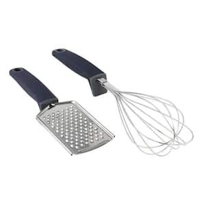 Bluemarine 2-Piece Stainless Steel Grater and Whisk Set in Navy Blue