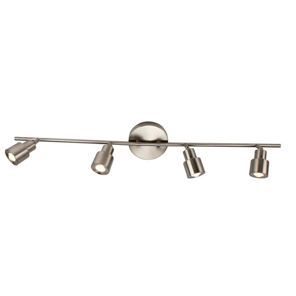 6 in. 4-Light Brushed Nickel Integrated LED Flush Mount Ceiling and Wall Li