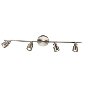 6 in. 4-Light Brushed Nickel Integrated LED Flush Mount Ceiling and Wall Light