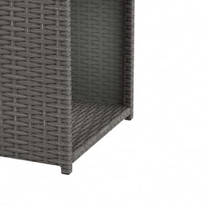 Hudson Gray 2-Piece Wicker Outdoor Square Side Table Set