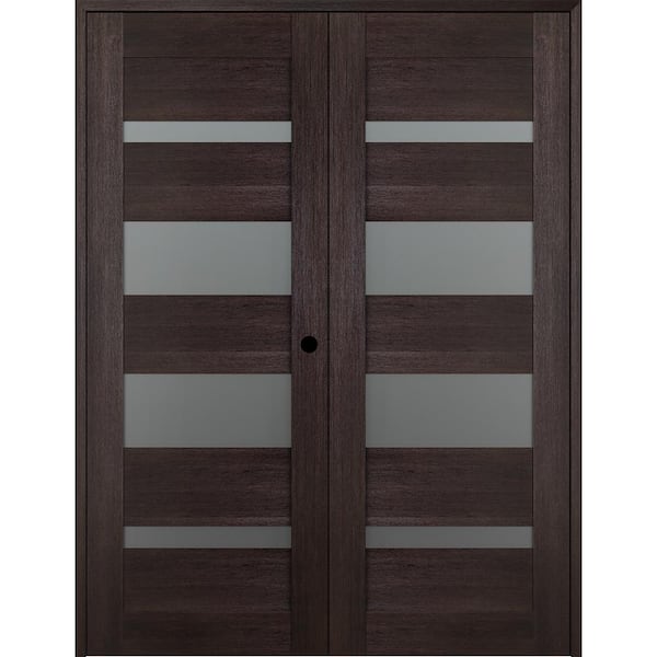 Belldinni Vona 07 60 in. x 96 in. Left Hand Active 5-Lite Frosted Glass Veralinga Oak Wood Composite Double Prehung Interior Door