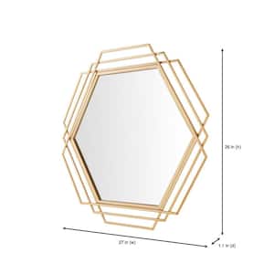 Medium Hexagonal Gold Modern Accent Mirror (26 in. H x 27 in. W)