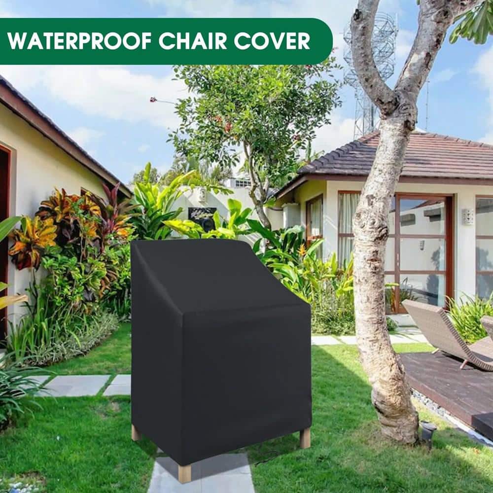 Black Heavy Duty Waterproof Patio Chair Cover, 26" x 26" x 47"