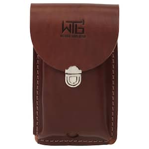 Small Leather Clip-On Cell Phone Holder Leather Brown
