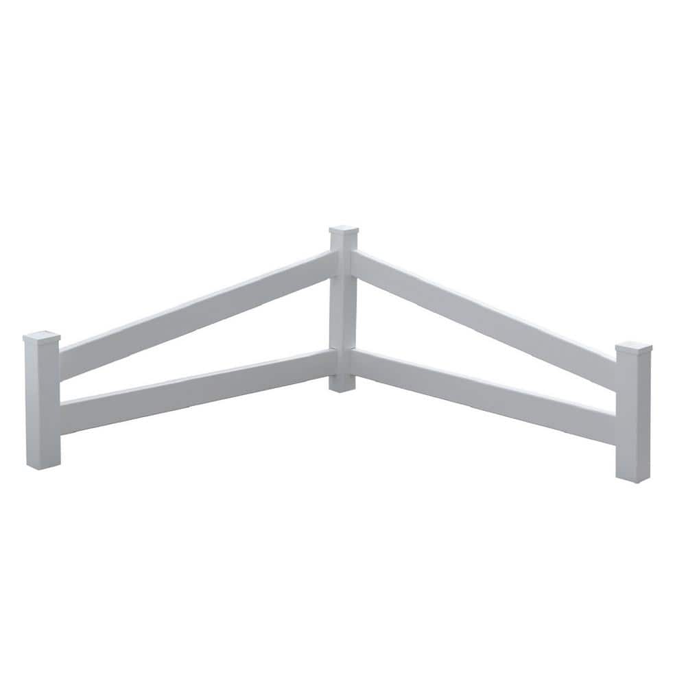 Vita 3 ft x 5 ft White Vinyl Split Rail Corner Fence
