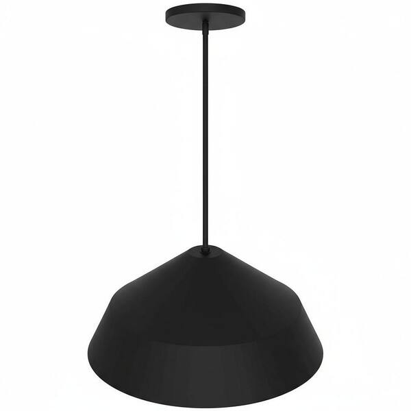 ZHLWIN 22 in. 1-Light Matte Black Integrated LED Pendant Light