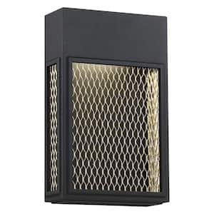 Metro Large 1-Light Black and Gold LED Outdoor Wall Mount Sconce