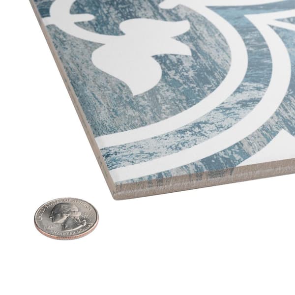 Cassis Arte Blue Day 9-3/4 in. x 9-3/4 in. Porcelain Floor and Wall Tile (10.88 sq. ft./Case)