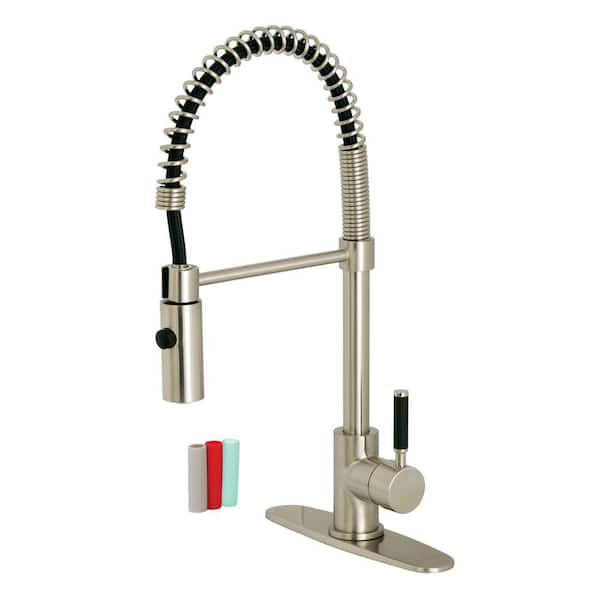 Kingston Brass Kaiser Single-Handle Pull-Down Sprayer Kitchen Faucet in Brushed Nickel