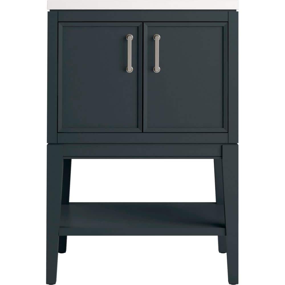 Winnow 24" Slate Gray Freestanding Single Bathroom Vanity with Quartz Top