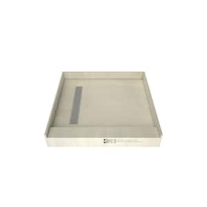 Redi Trench 48 in. L x 48 in. W Single Threshold Alcove Shower Pan Base with Left Drain and Polished Chrome Drain Grate