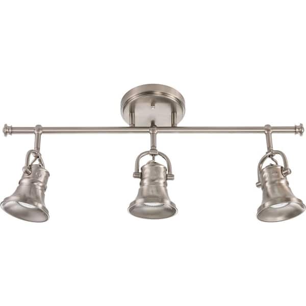 Lithonia Lighting Flared Skirt 3-Light Brushed Nickel Track Lighting Fixture with LED Bulbs