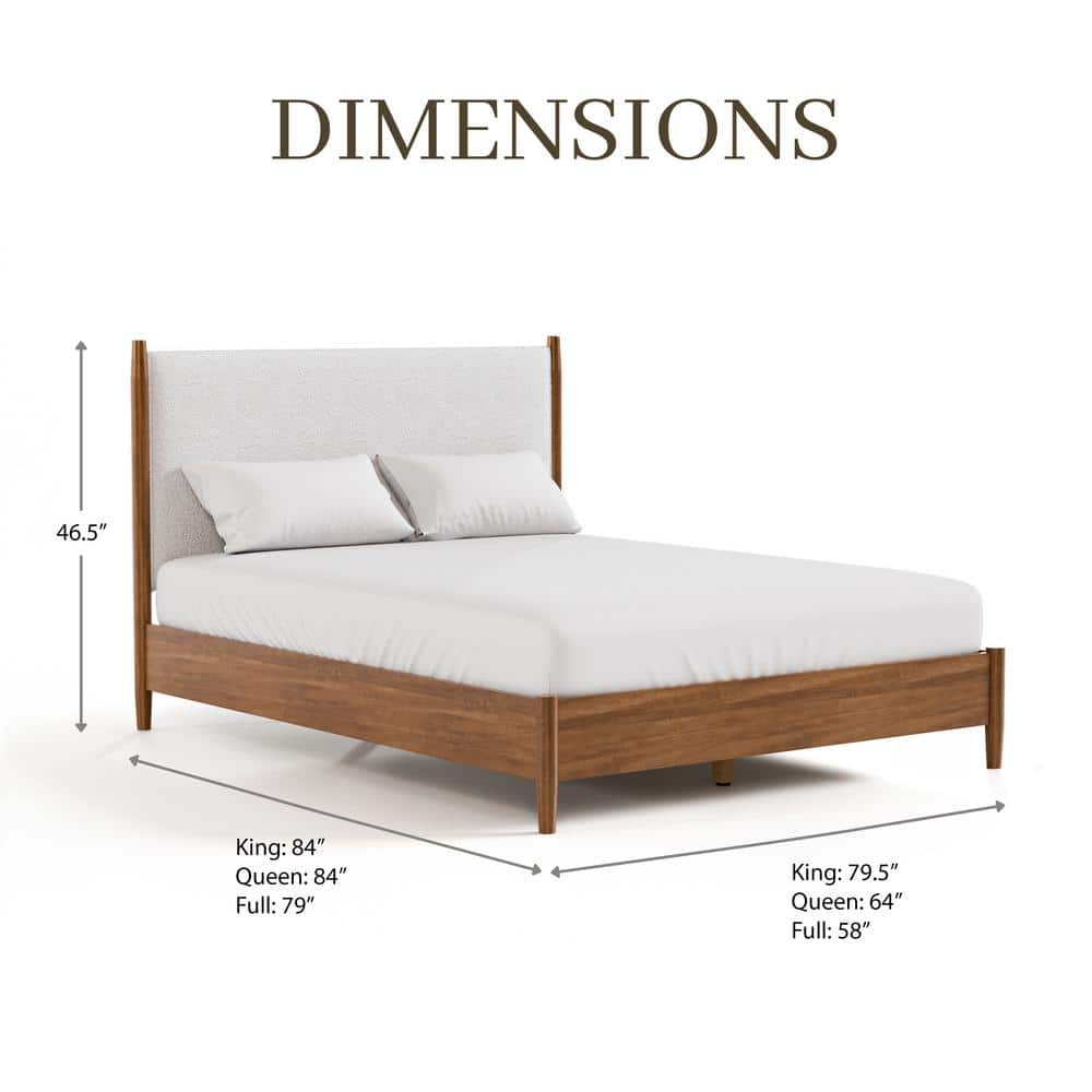 Riverstone Queen Walnut and Boucle Bedroom Set with Brass Handles