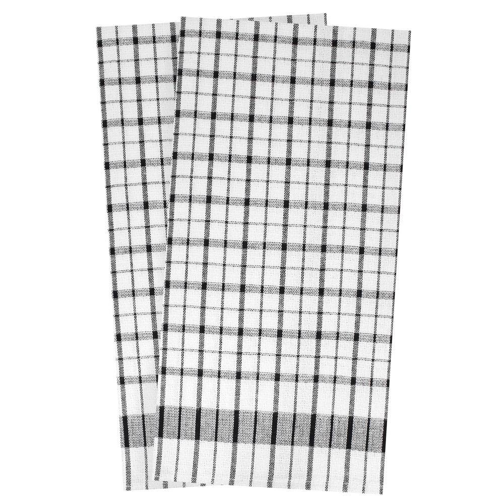 Black and White Checkered Cotton Kitchen Towel Set