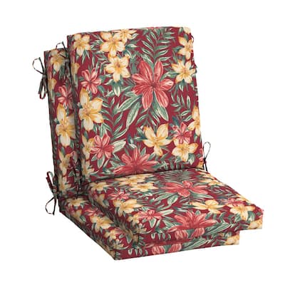 20 in. x 20 in. Ruby Clarissa High Back Outdoor Dining Chair Cushion (2-Pack)