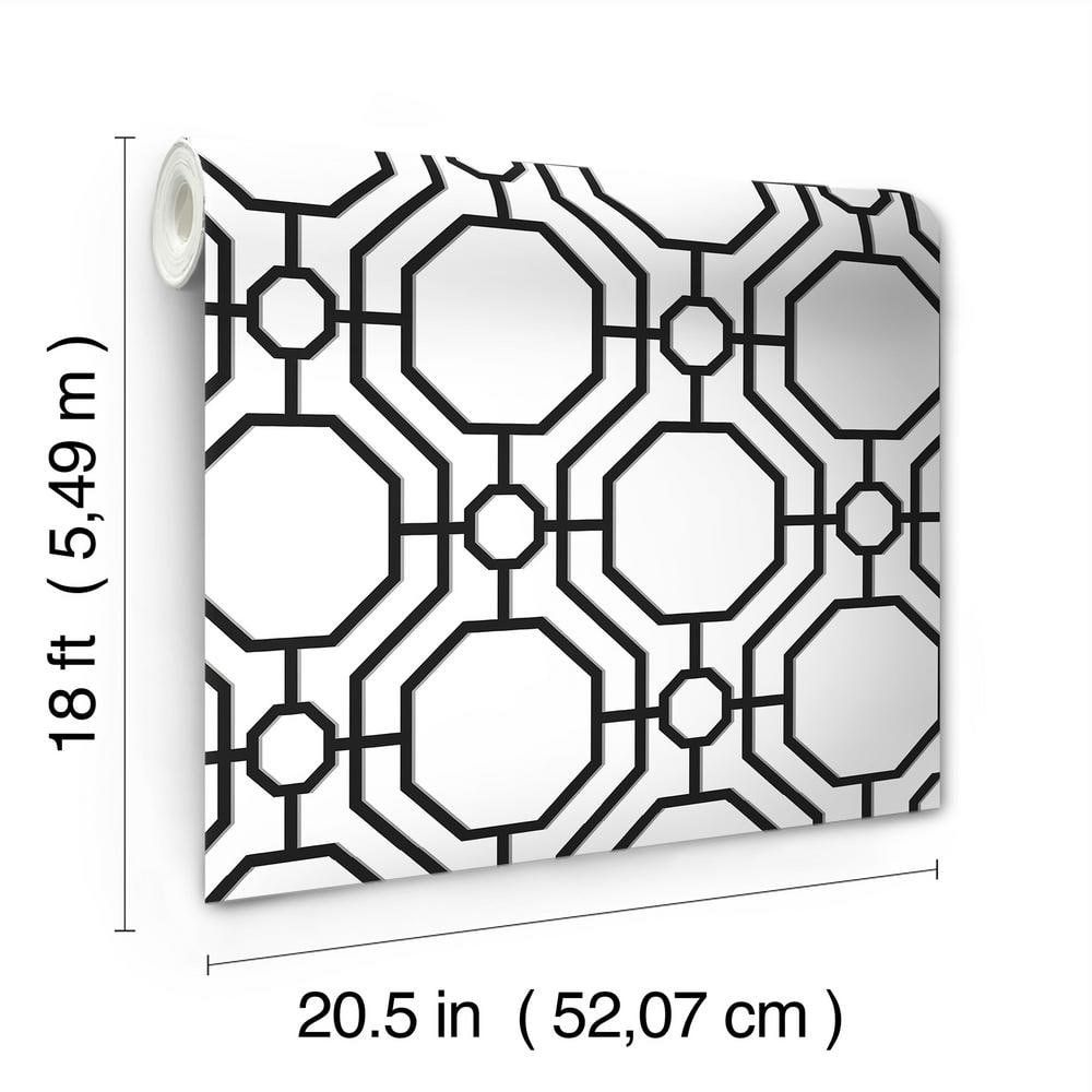 Crawford Black and White Geometric Peel and Stick Wallpaper