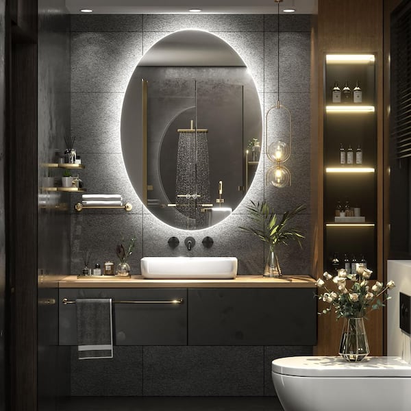 KIOTEE 24 in. W x 36 in. H Oval Frameless Wall Bathroom Vanity