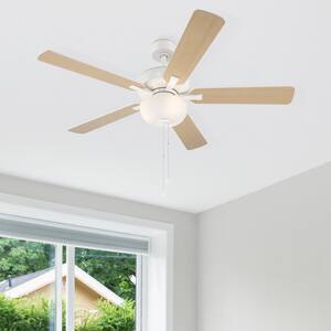 Gallant 52 in. Indoor/Covered Outdoor Matte White Standard Mount Ceiling Fan with Light Kit and Pull Chain Control