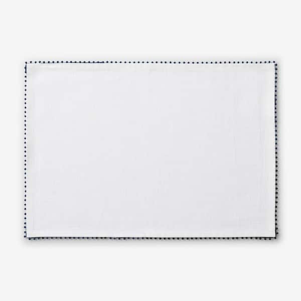 Company Cotton Pom Fringe 20 in. W x 14 in. H Blue Cotton Placemat Set of 4