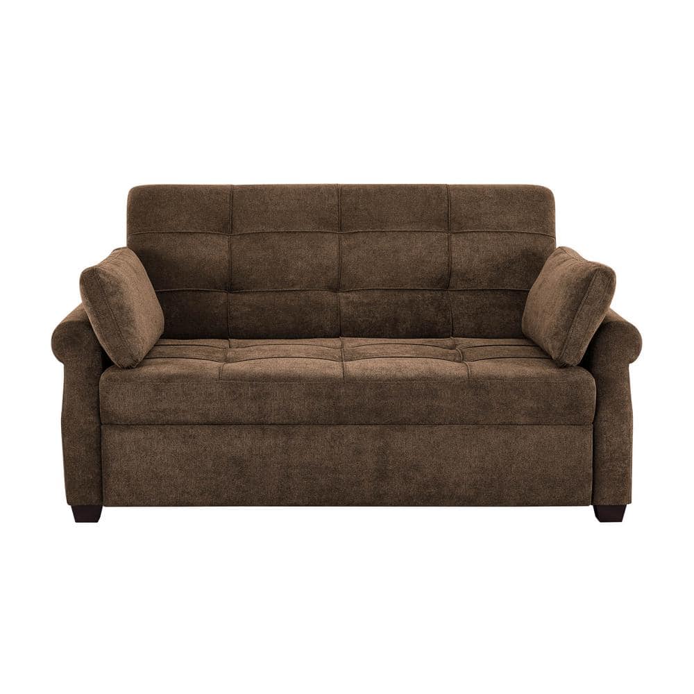 Serta Harrington 72.6 in. Brown Polyester 2-Seater Convertible Tuxedo Sofa  Bed with Round Arms SA-HPTSA3TM3008 - The Home Depot