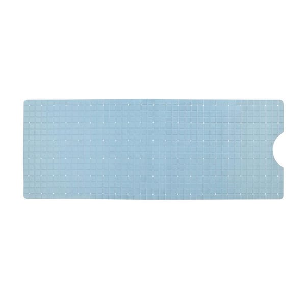 40 in. x 16 in. Light Blue Geometric Plastic Rectangle Bath Mat