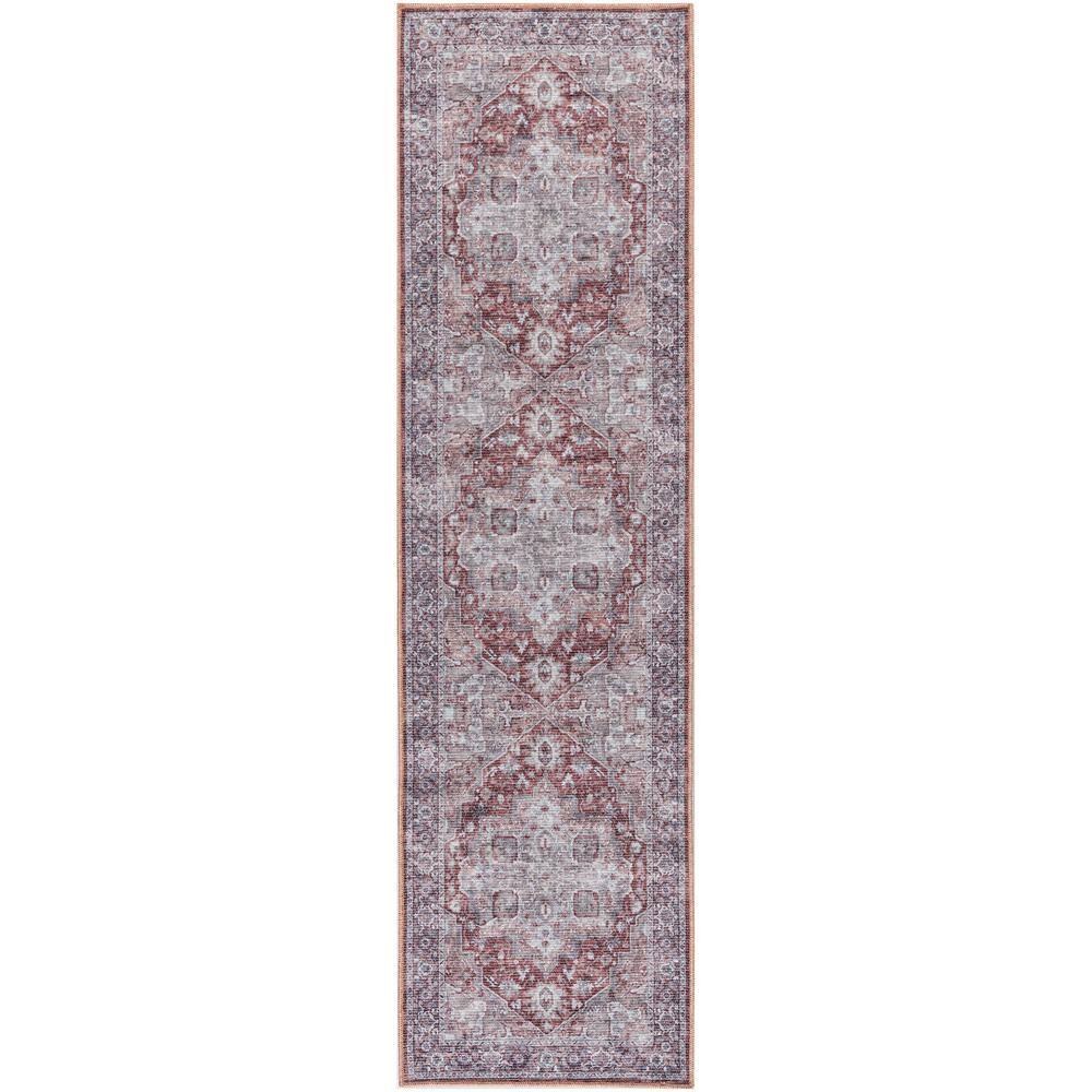 Machine Washable Series 1 Ivory Brick 2 ft. x 8 ft. Distressed Traditional 