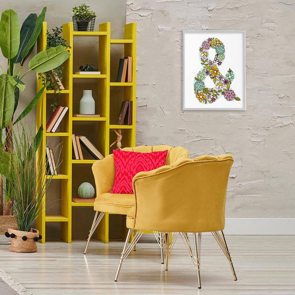Hydrangea Florals Ampersand by Mandy Ford Art + Illustration Gray Framed Typography Giclee Art Print 20 in. x 16 in. price history on PriceWatchPro