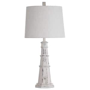 Berwyn 33 in. Distressed White Lighthouse Table Lamp