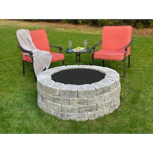 Windsor 47 in. x 16 in. Round Concrete Wood Fuel Fire Pit Kit with Steel Ring in Allegheny
