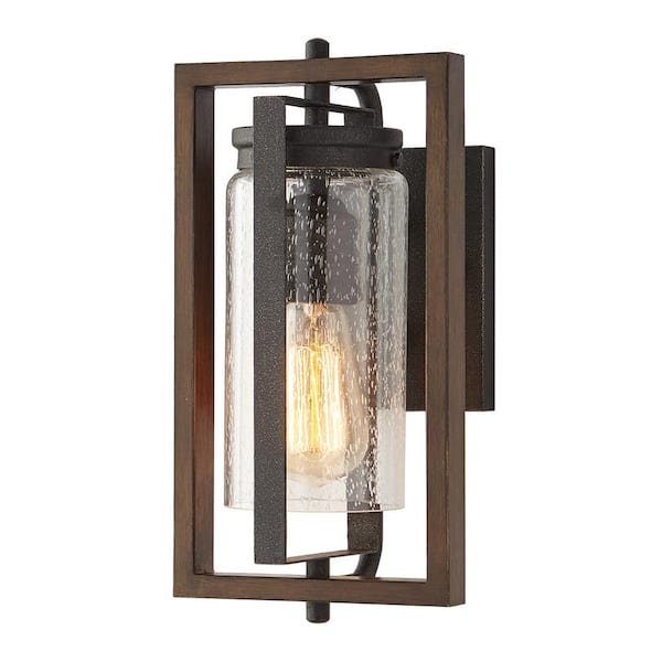 Home Decorators Collection Palermo Grove 12.5 in. 1-Light Hardwired Gilded Iron Outdoor Wall Light Lantern Sconce with Incandescent Bulb