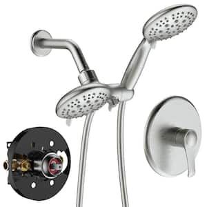 10-Spray Patterns 2 in 1 Shower Faucet Dual Shower Heads Handheld Shower Head Trim Kit in Brushed Nickel