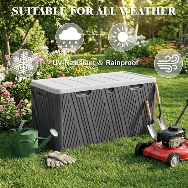Aoodor 85 Gal. Medium Dark Gray Plastic Resin Outdoor Storage Deck