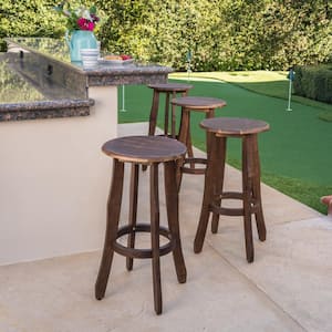 Pike Dark Brown Wood Outdoor Patio Bar Stool (4-Pack)